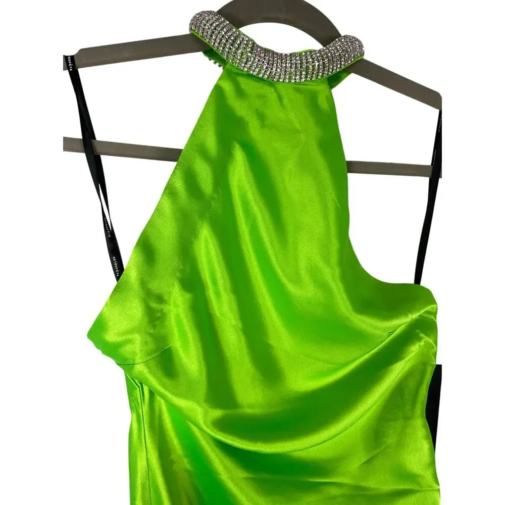 Retrofete Maria Maxi Rhinestone Halter Formal Gala Wedding Guest Hoco Party XS